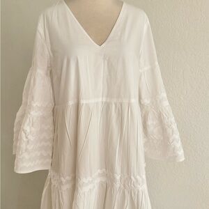 Lisa Marie Fernandez Minimalistic Ric Rac‎ Bohemian White Maxi Dress Size Small